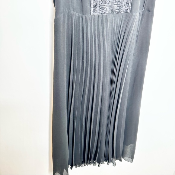 Sandro Black Lace Pleated Midi Dress - Picture 4 of 9